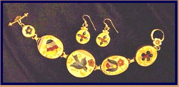 China Ware Blue Bird Bracelet and Earrings